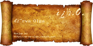Árva Olga névjegykártya