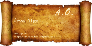 Árva Olga névjegykártya